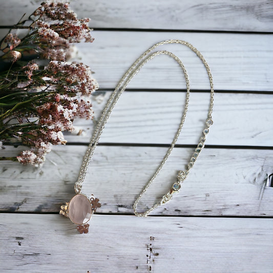 Rose Quartz Serenity ~ Silver Necklace