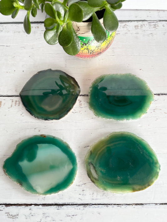 Agate Slice Coasters ~ Green