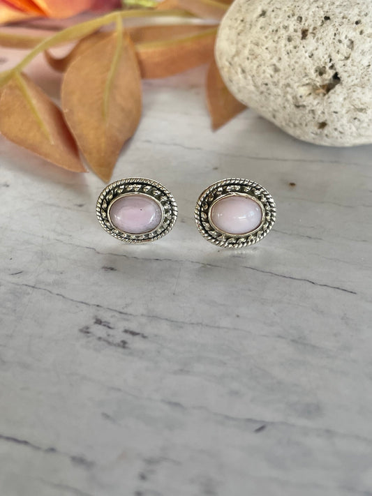 Pink Opal Silver Studs ~ Serenity