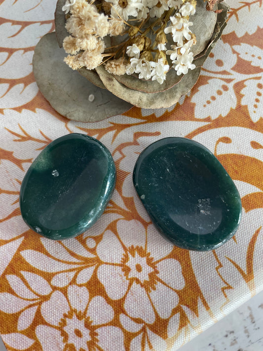 INTUITIVELY CHOSEN ~ Deep Green Moss Agate Thumb/Worry Stone