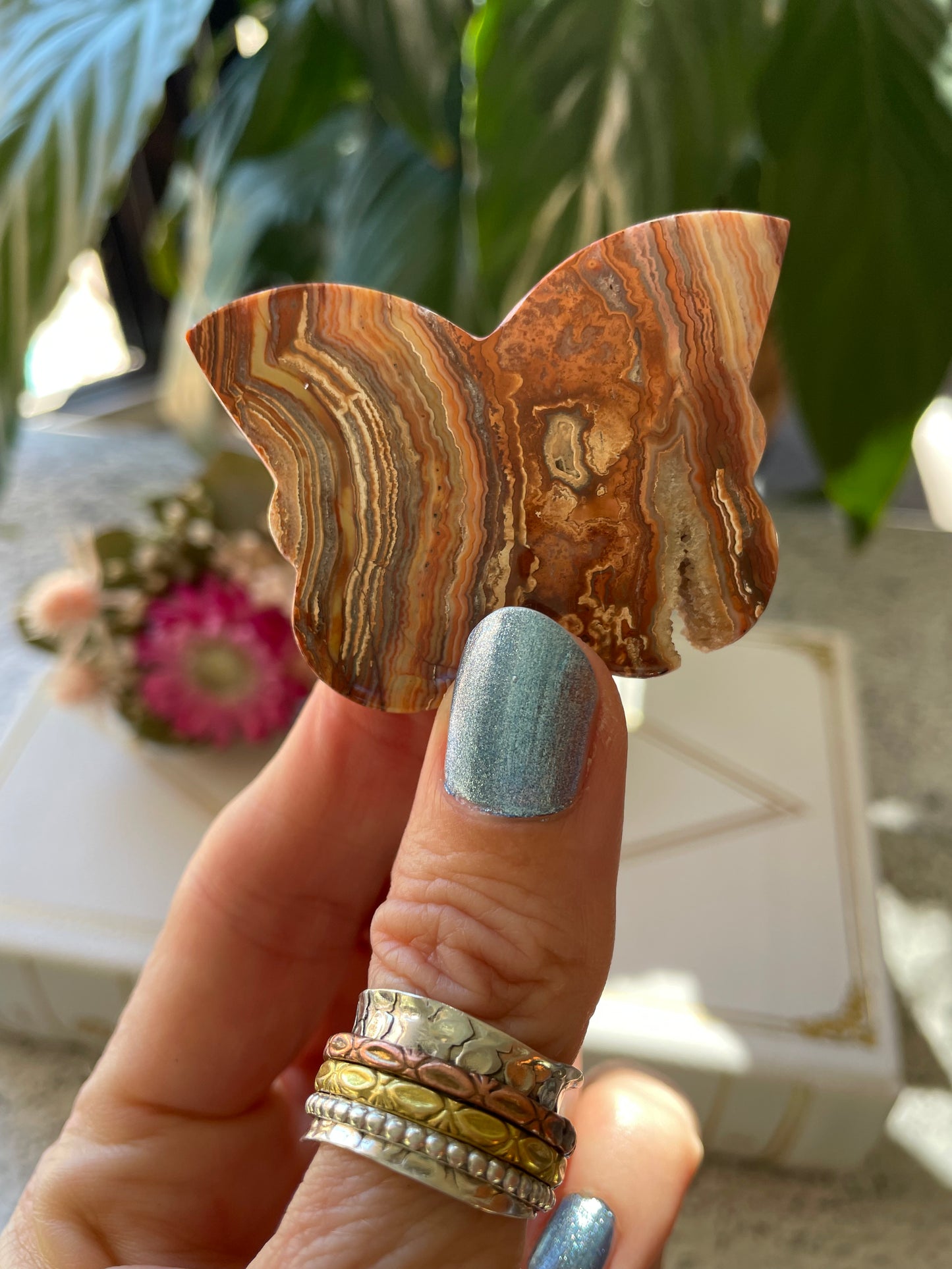 Butterfly ~ Pink Crazy Lace Agate