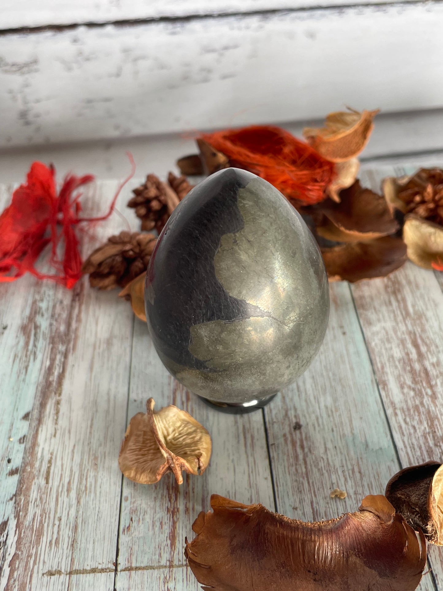 Pyrite Egg Includes Hematite Ring