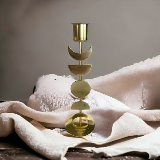 Brass Candle Holder ~ Moon Phases