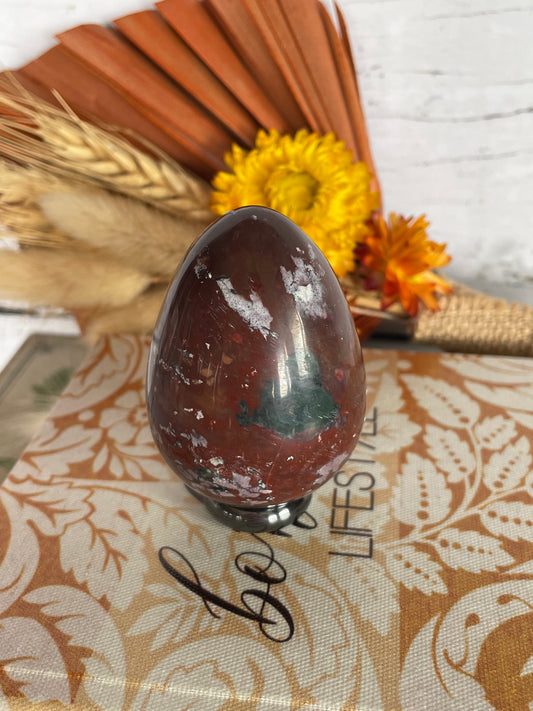 Bloodstone Egg Includes Hematite Ring