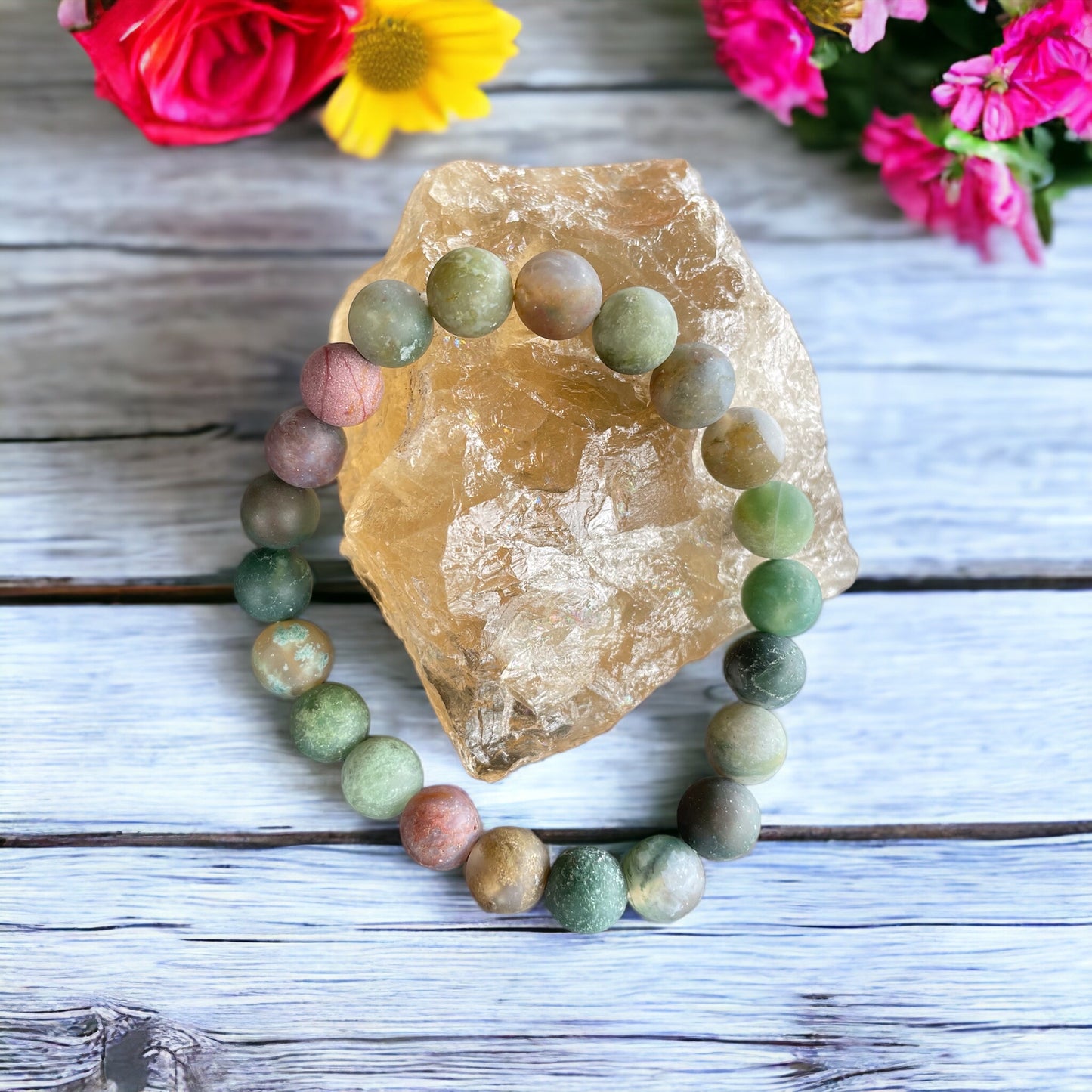 Frosted Indian Agate Healing Bracelet ~ AURIC CLEANSER