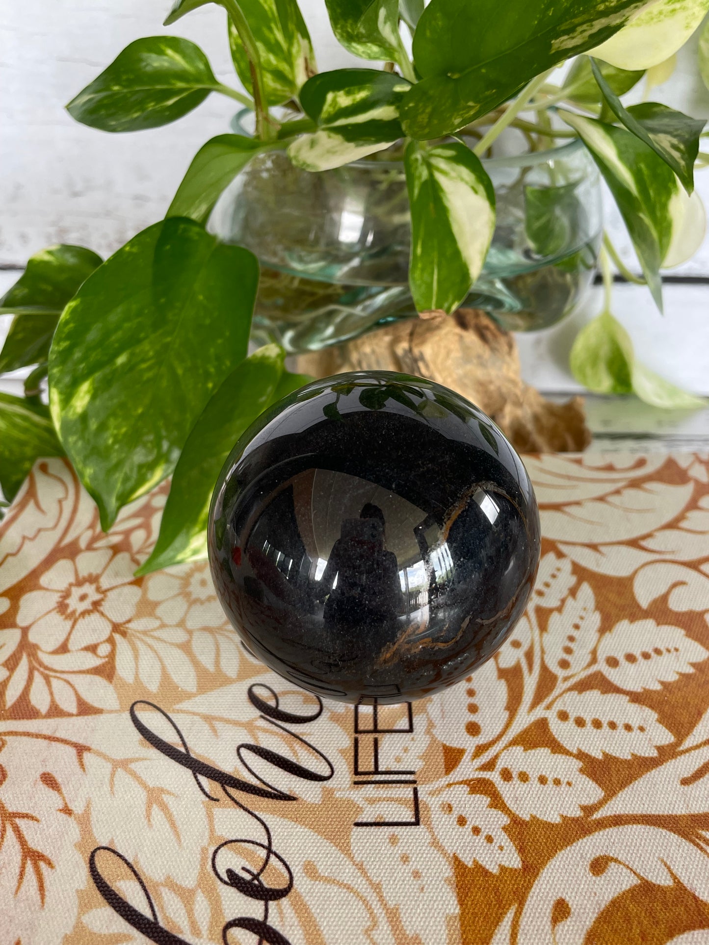 Blue Tigers Eye Sphere Includes Wooden Holder