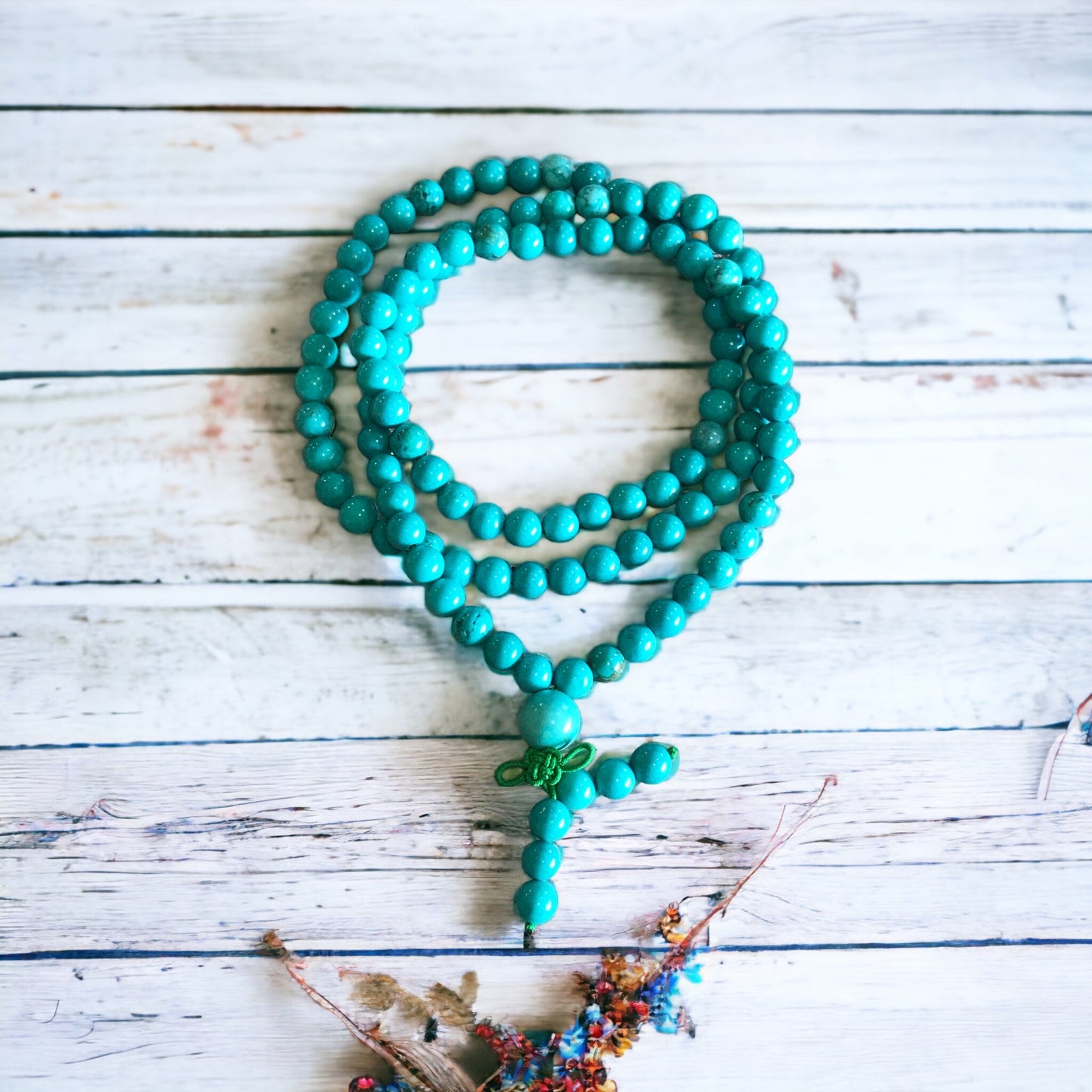 Stabilised Dyed Turquoise Mala/Prayer Beads PROTECTION