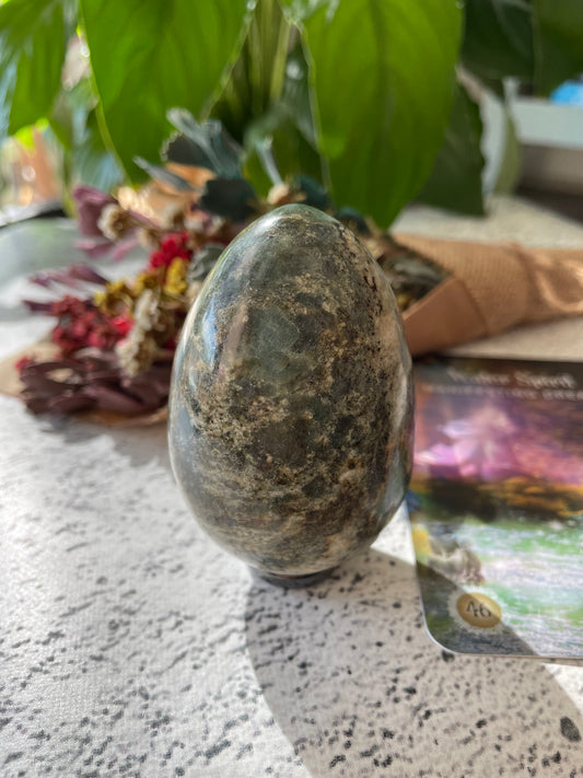 Williamsite Egg Includes Hematite Ring