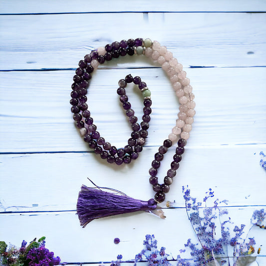 Amethyst & Rose Quartz ~ Mala/Prayer Beads