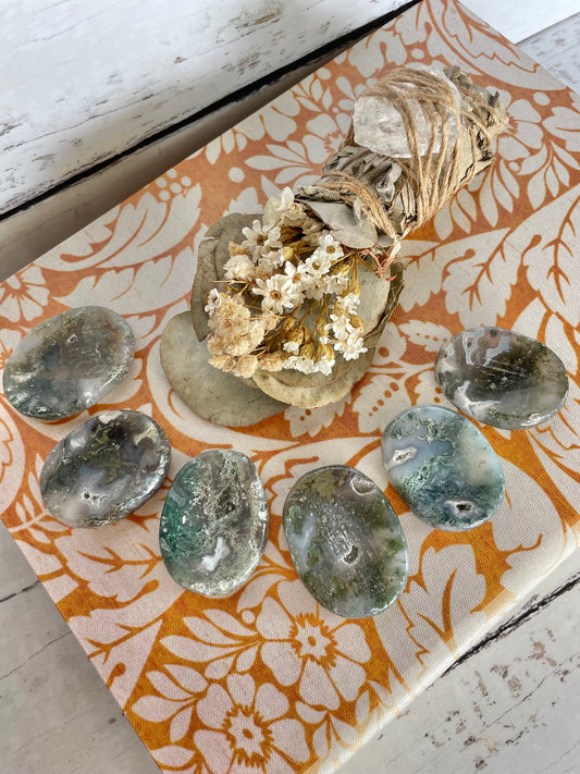 INTUITIVELY CHOSEN ~ Moss Agate Thumb/Worry Stone
