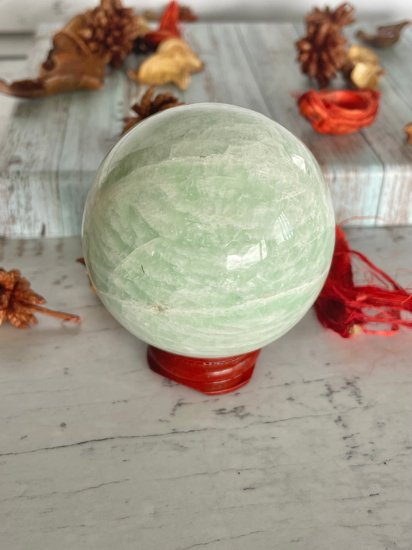 Amazonite Sphere Includes Wooden Holder