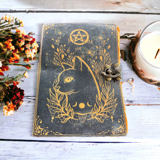 Leather Journal ~ Black Witch Kitty