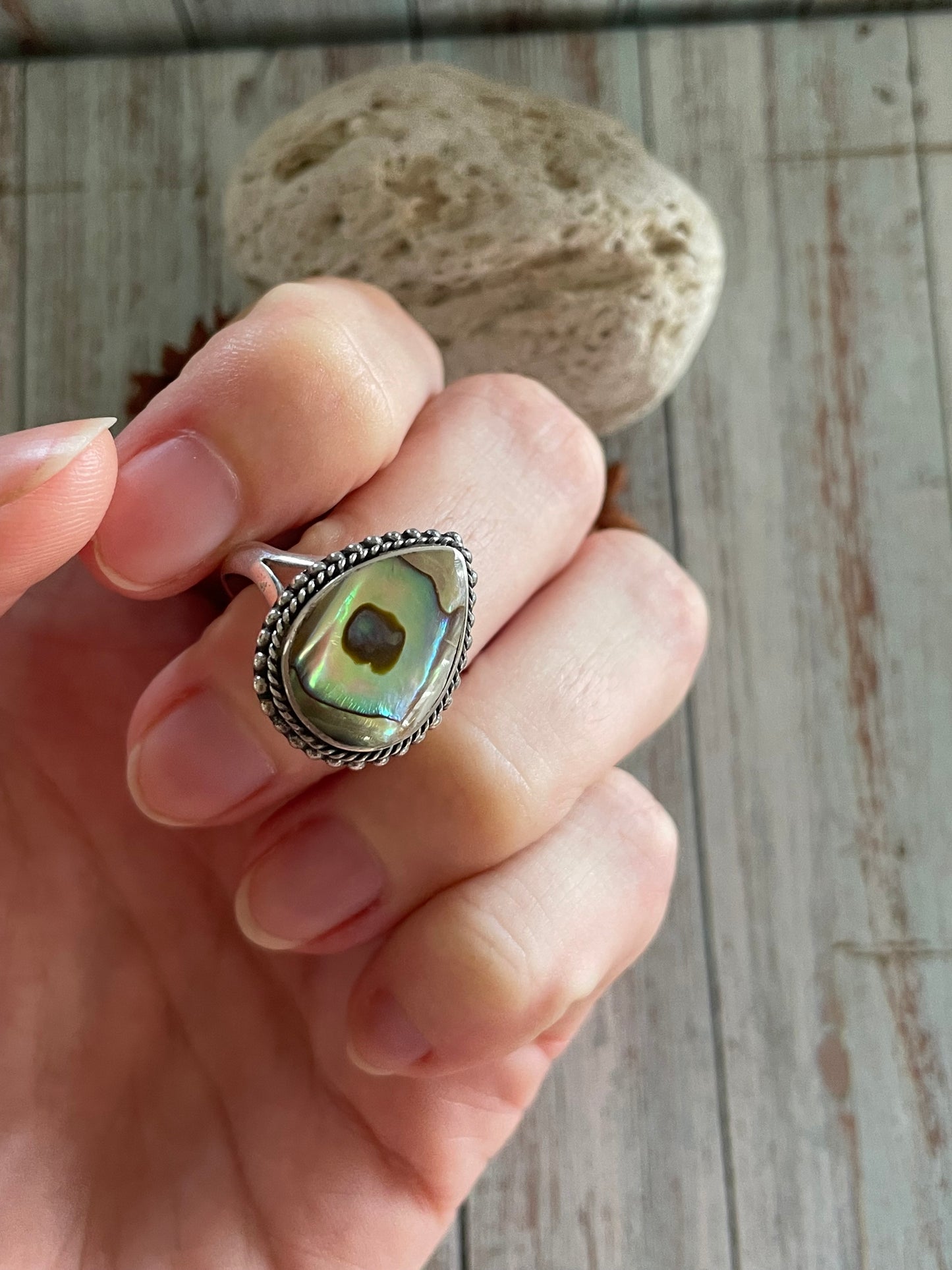 Abalone Shell Silver Ring