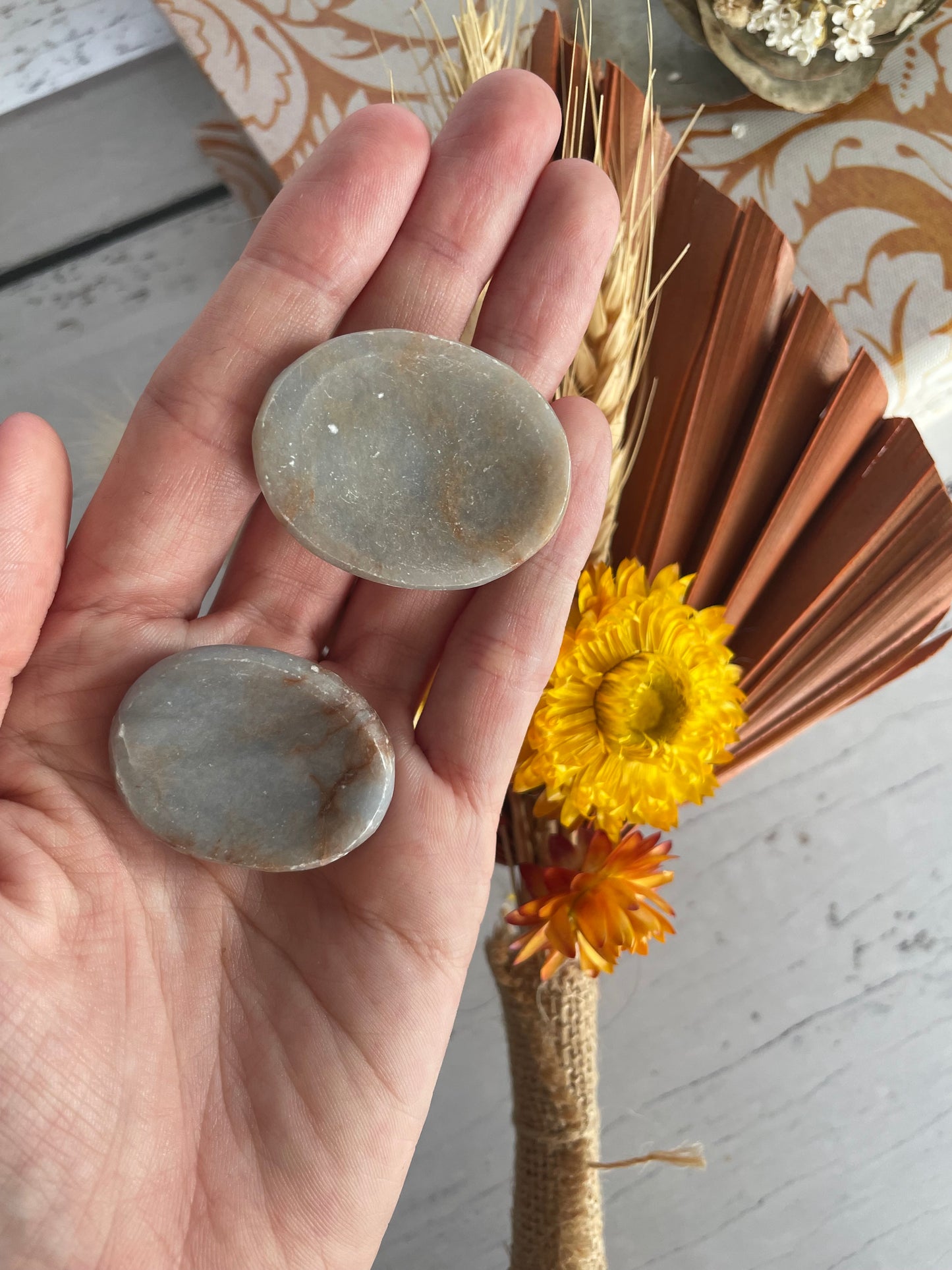 INTUITIVELY CHOSEN ~ Pastel Angelite Thumb/Worry Stone