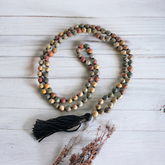 Matte Picasso Jasper ~ Mala/Prayer Beads