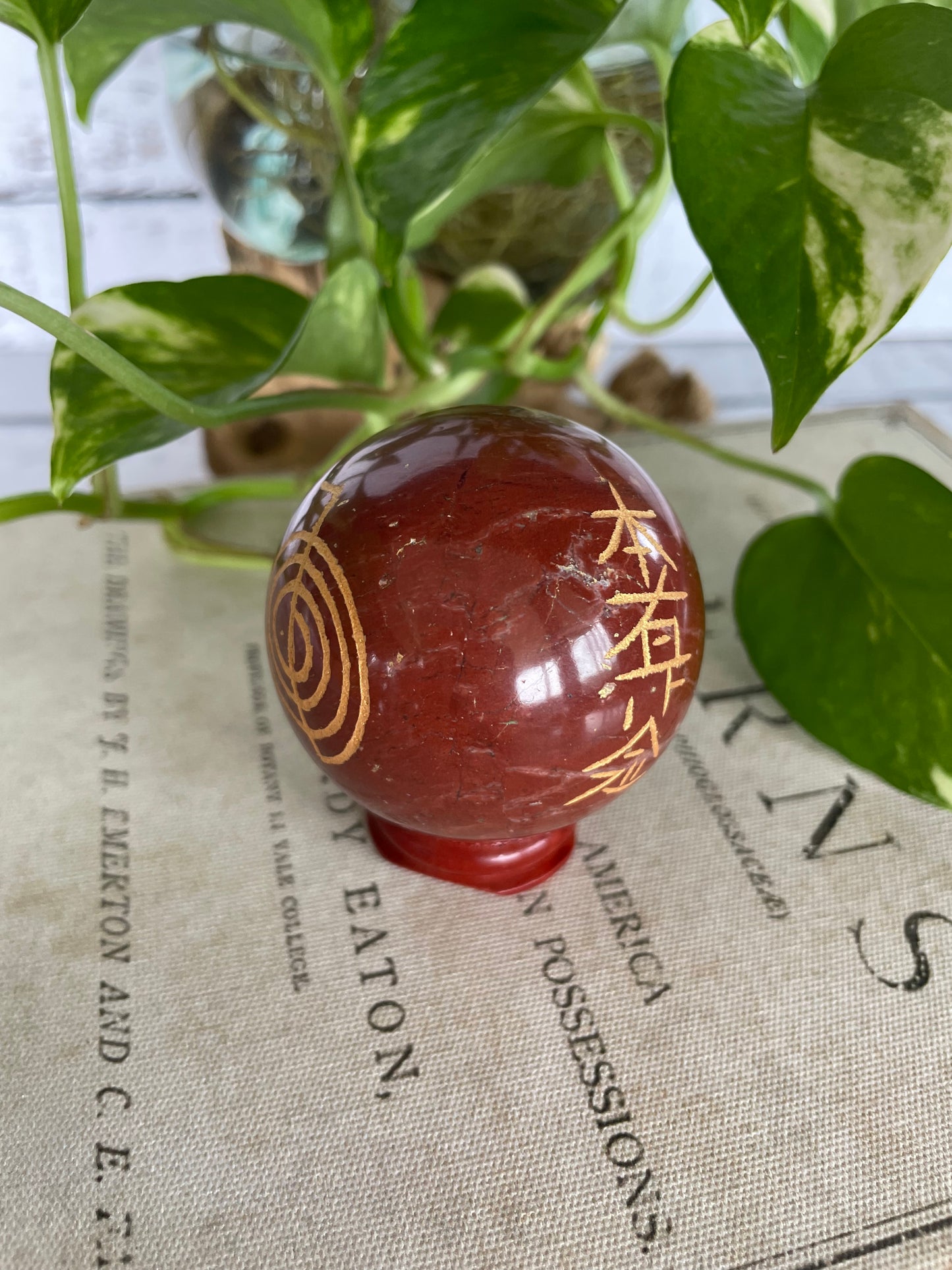 Red Jasper Reiki Sphere Includes Wooden Holder