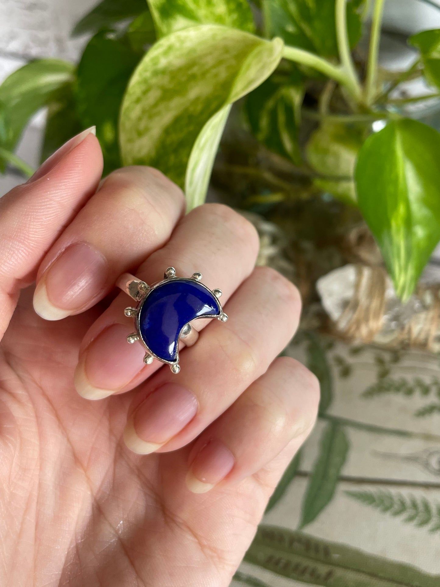 Lapis Lazuli Moonchild Silver Ring