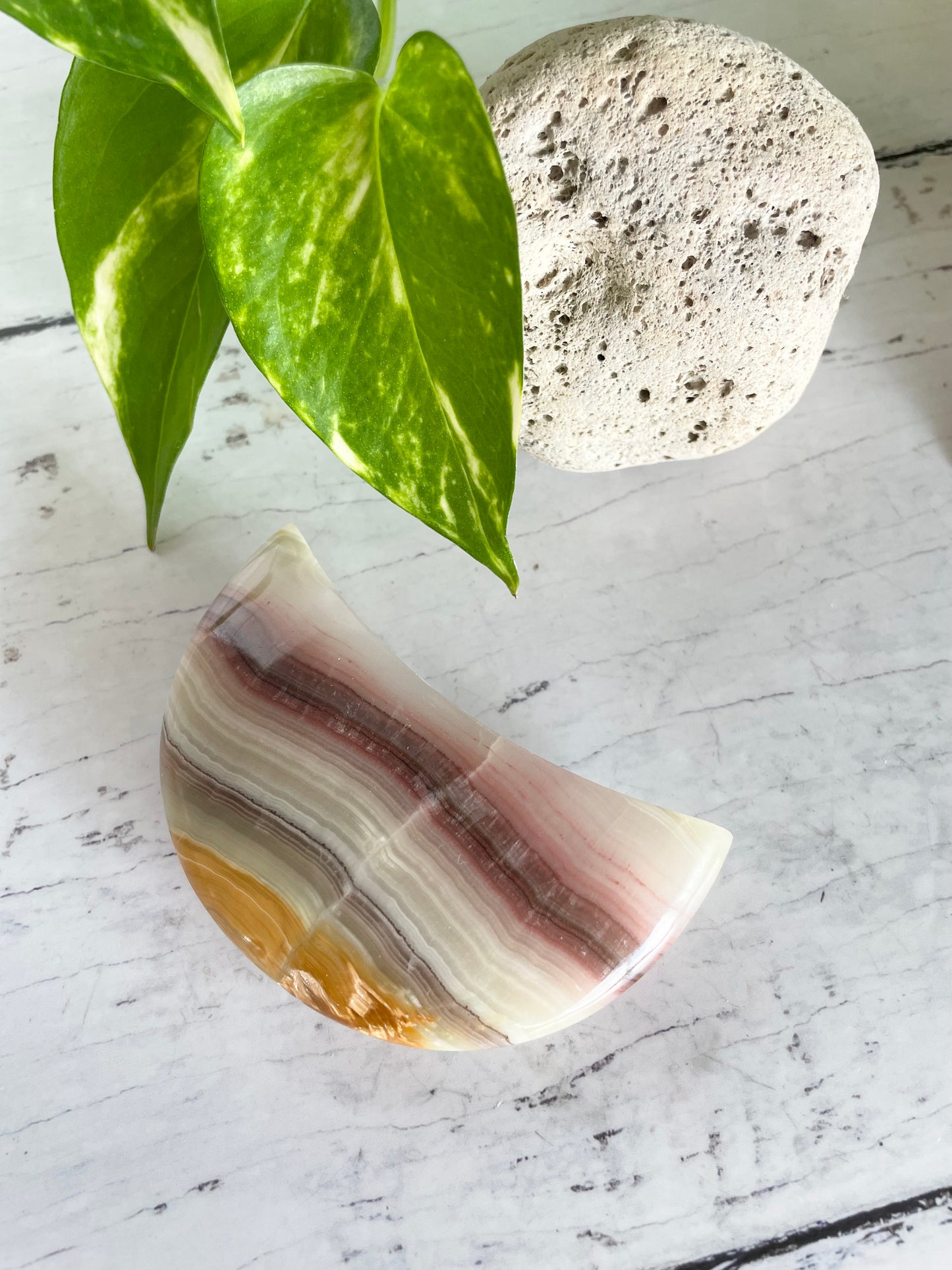 Pink Banded Onyx Moon