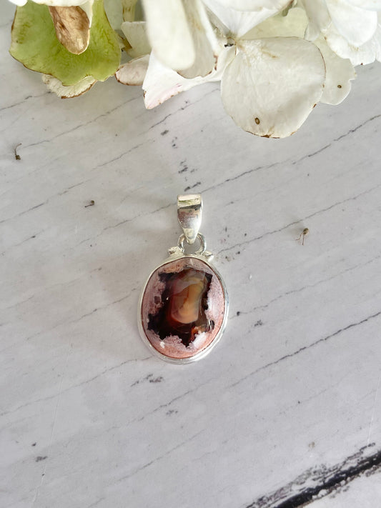 Mexican Fire Opal Silver Pendant