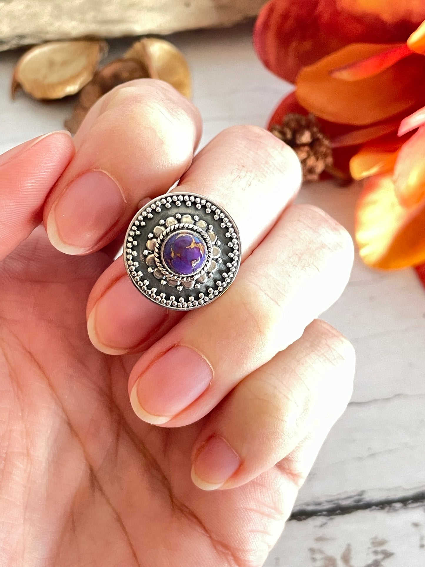 Purple Kingman Turquoise Silver Ring