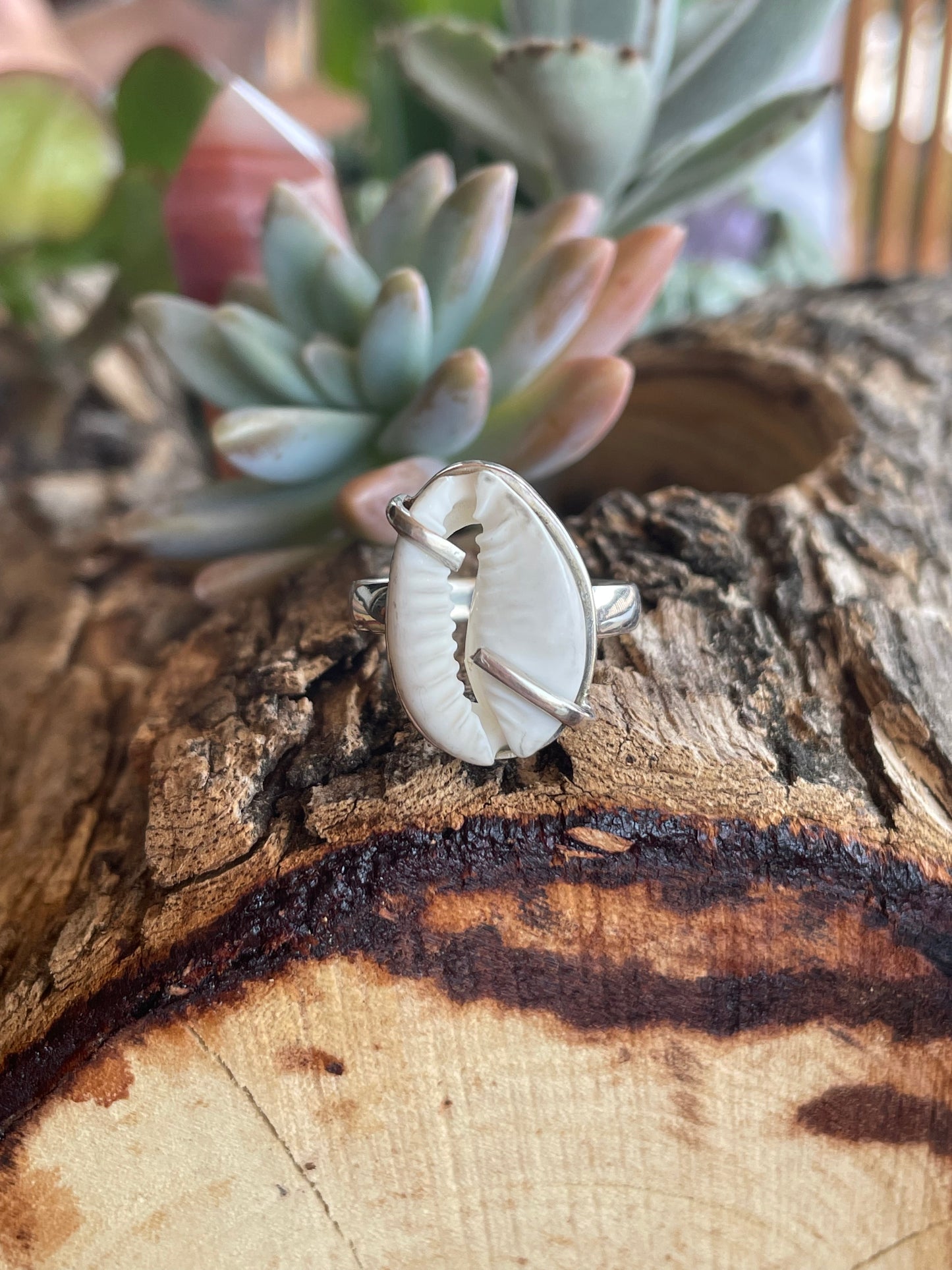 Cowrie Shell Mermaid Silver Ring
