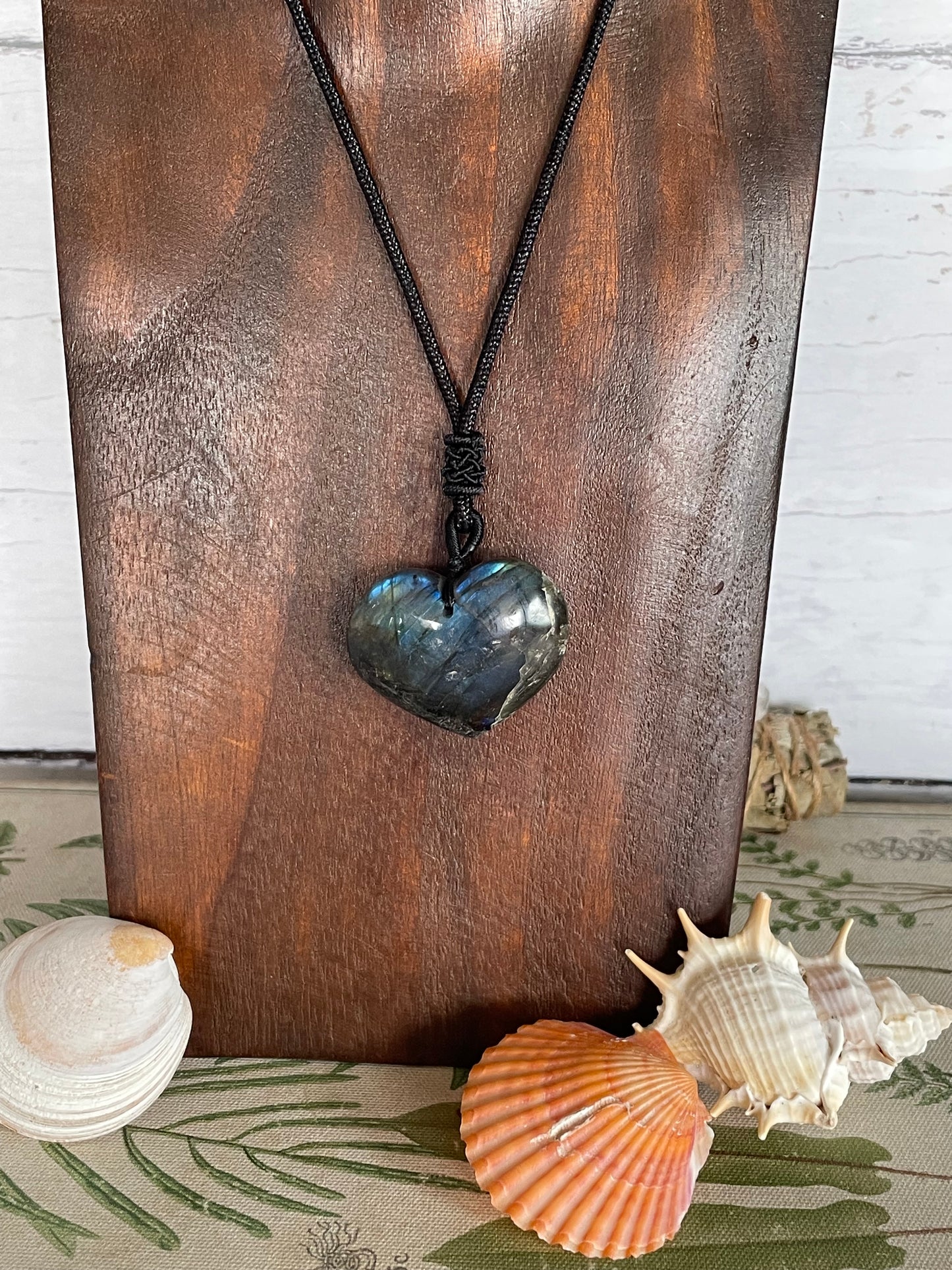 Labradorite Heart ~ Adjustable Cord Necklace