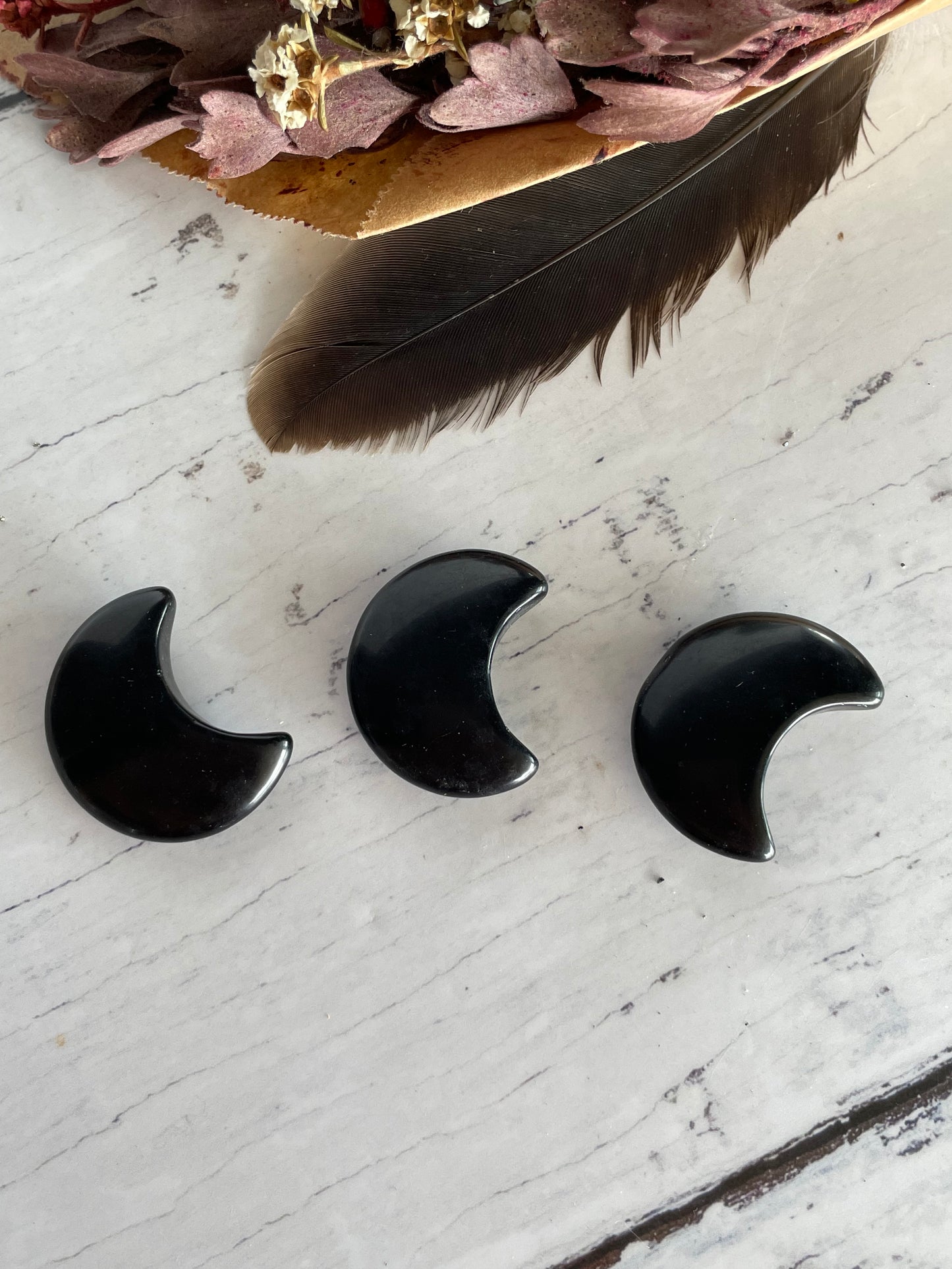 Intuitively Chosen Crescent Moon ~ Black Agate