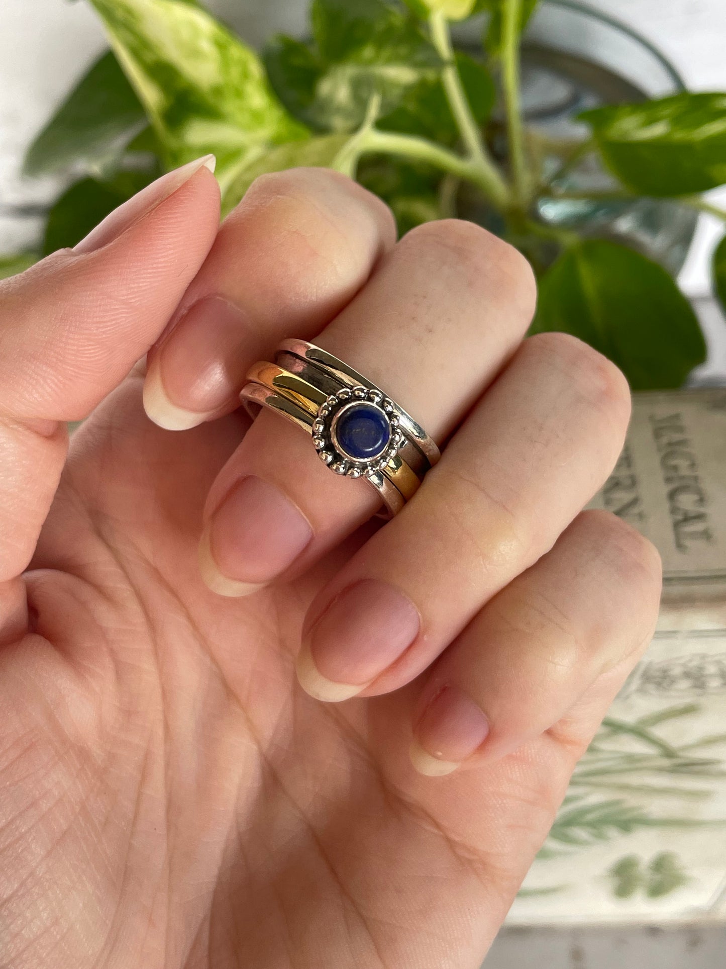 Meditation/Spinner/Anxiety Silver Ring ~ Lapis Lazuli