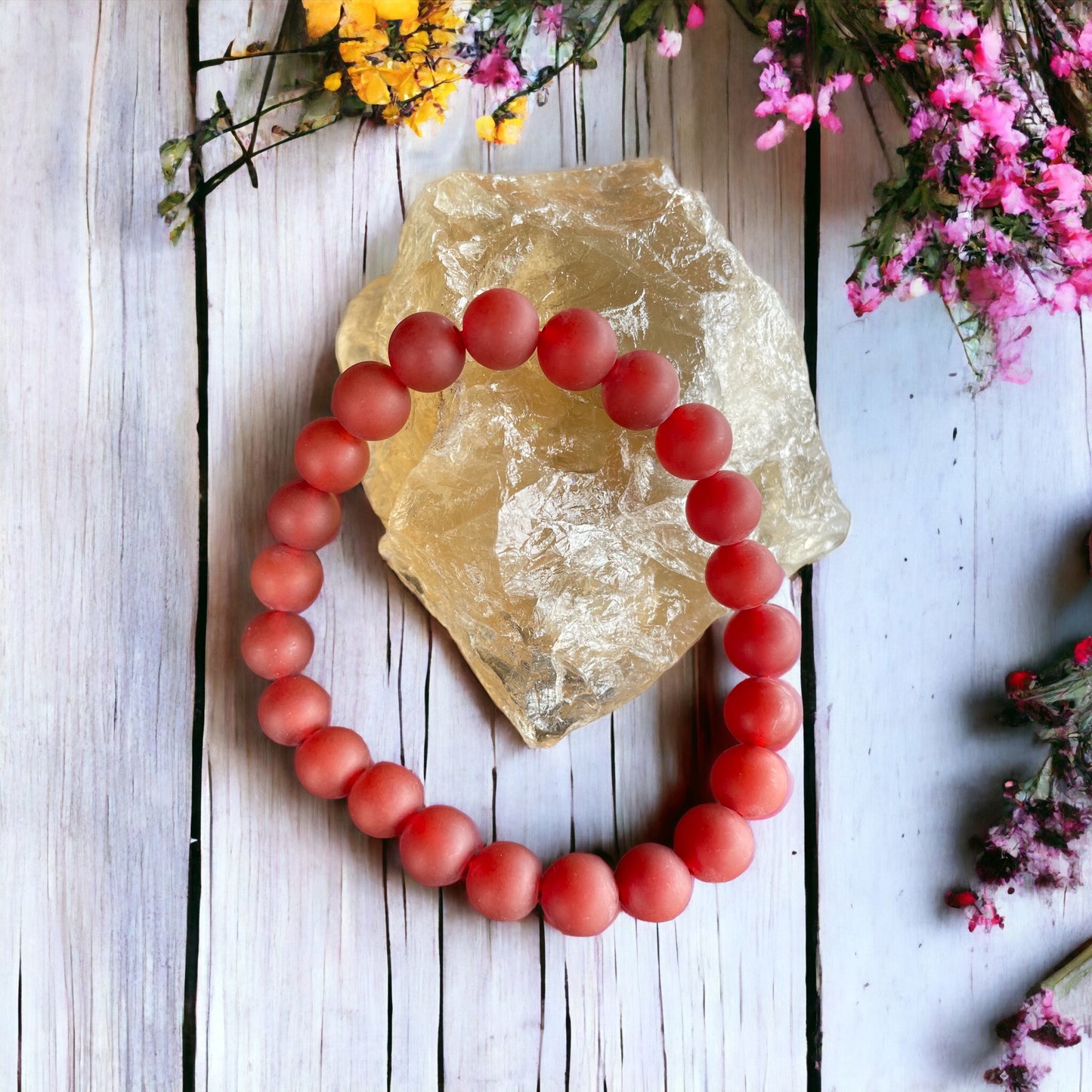 Frosted Red Agate Frosted Healing Bracelet ~ GODDESS