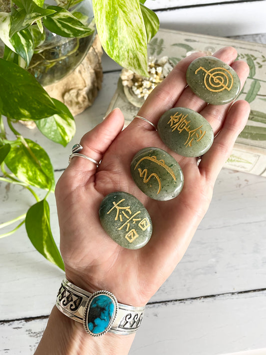 Reiki stones set of 4 ~ Green Aventurine