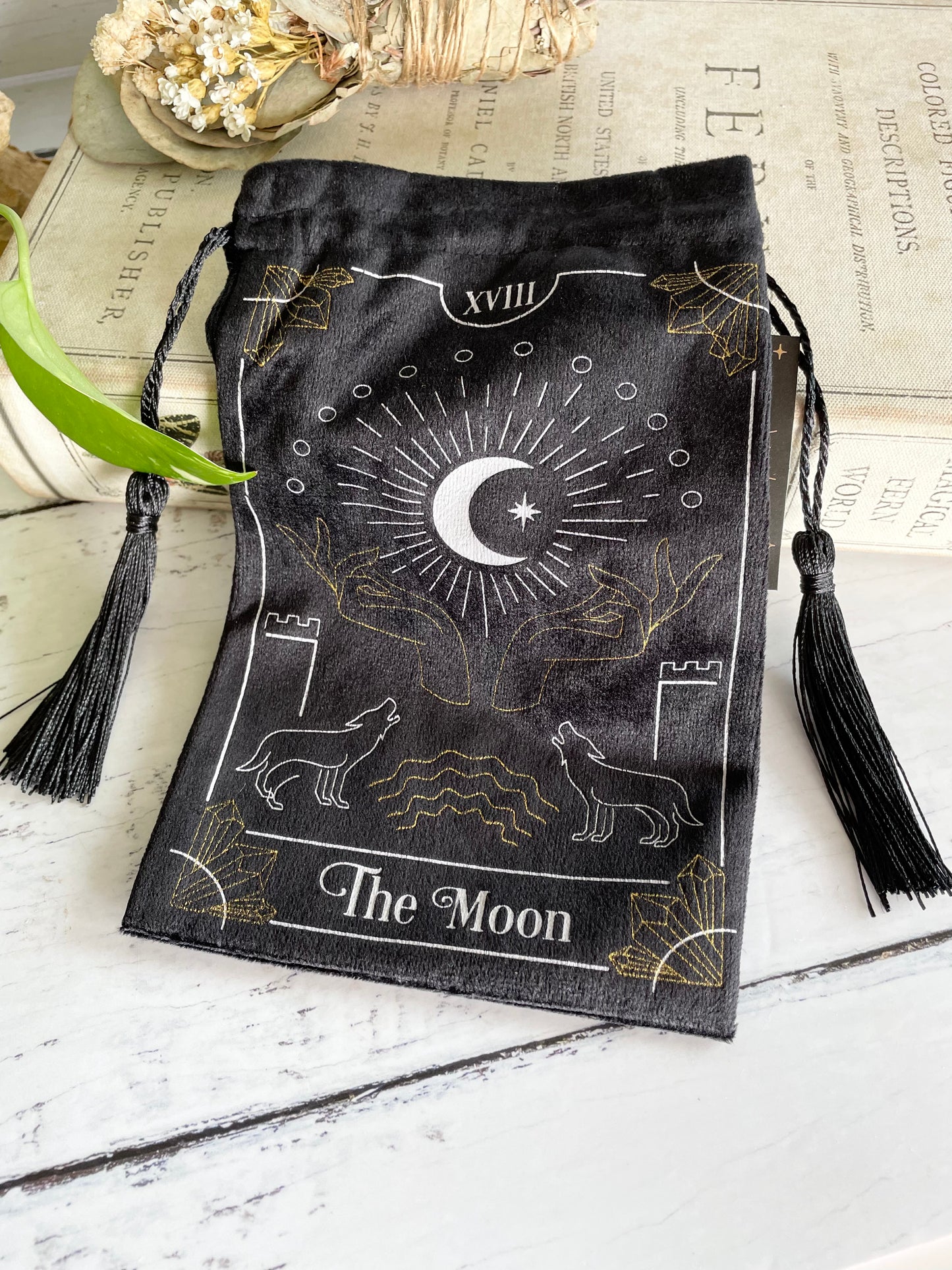 Tarot Card Draw String Pouch ~ The Moon