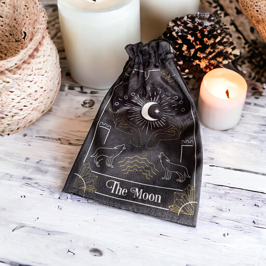 Tarot Card Draw String Pouch ~ The Moon