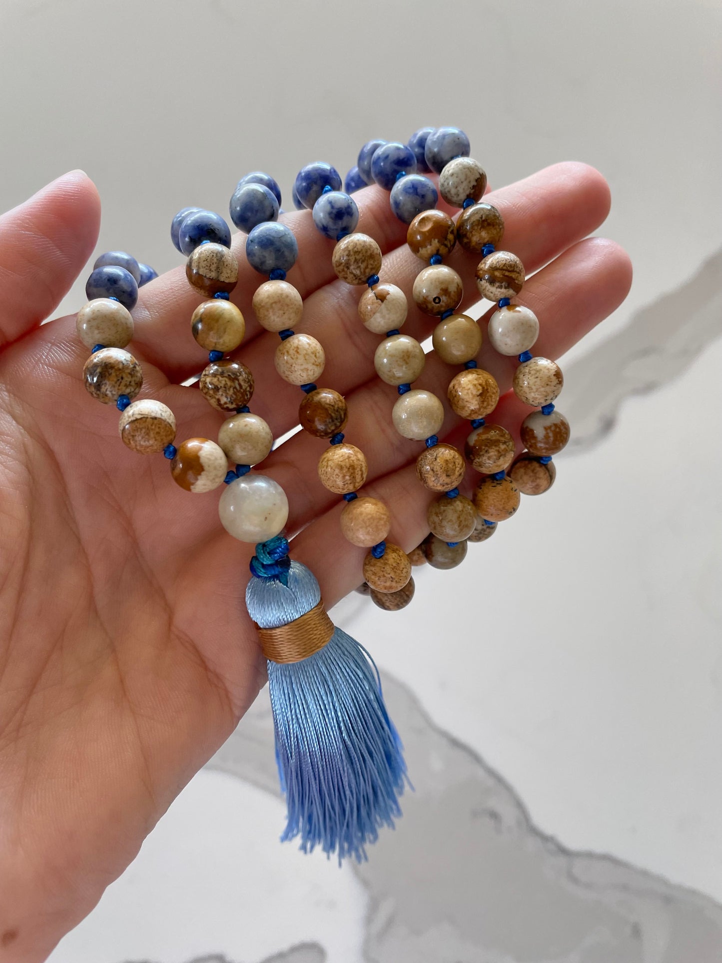 Blue Spot Jasper & Picture Jasper ~ Mala/Prayer Beads