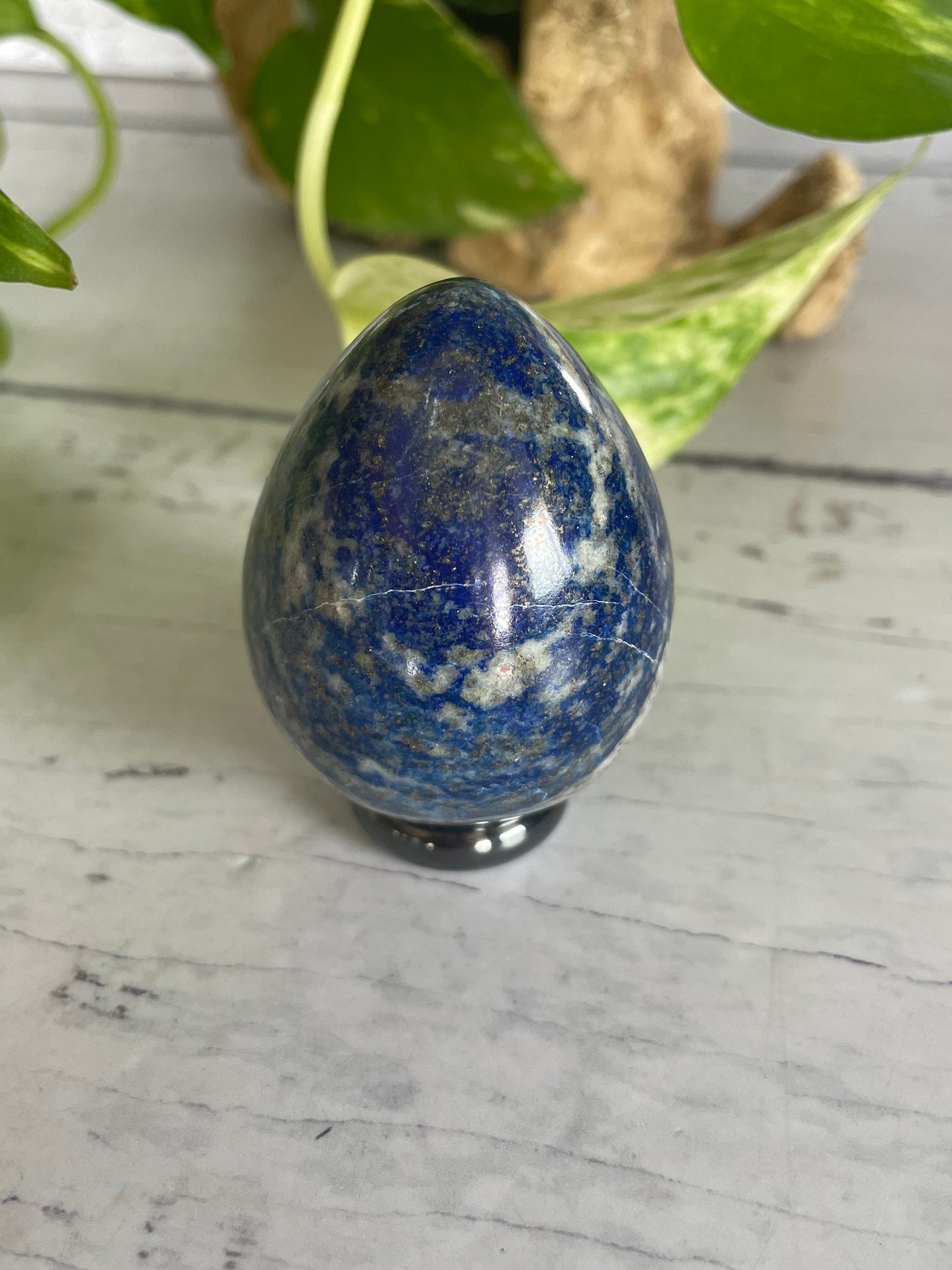 Lapis Lazuli Egg Includes Hematite Ring