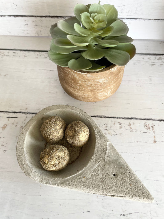 Smudge Bomb/Incense  Holder ~ Handmade Rustic Cement