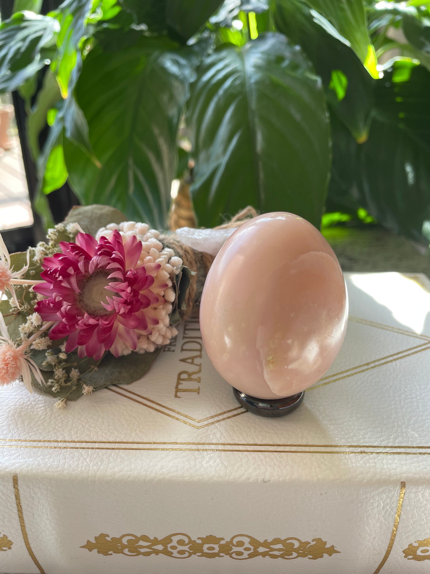 Pink Opal Egg includes Hematite Holder