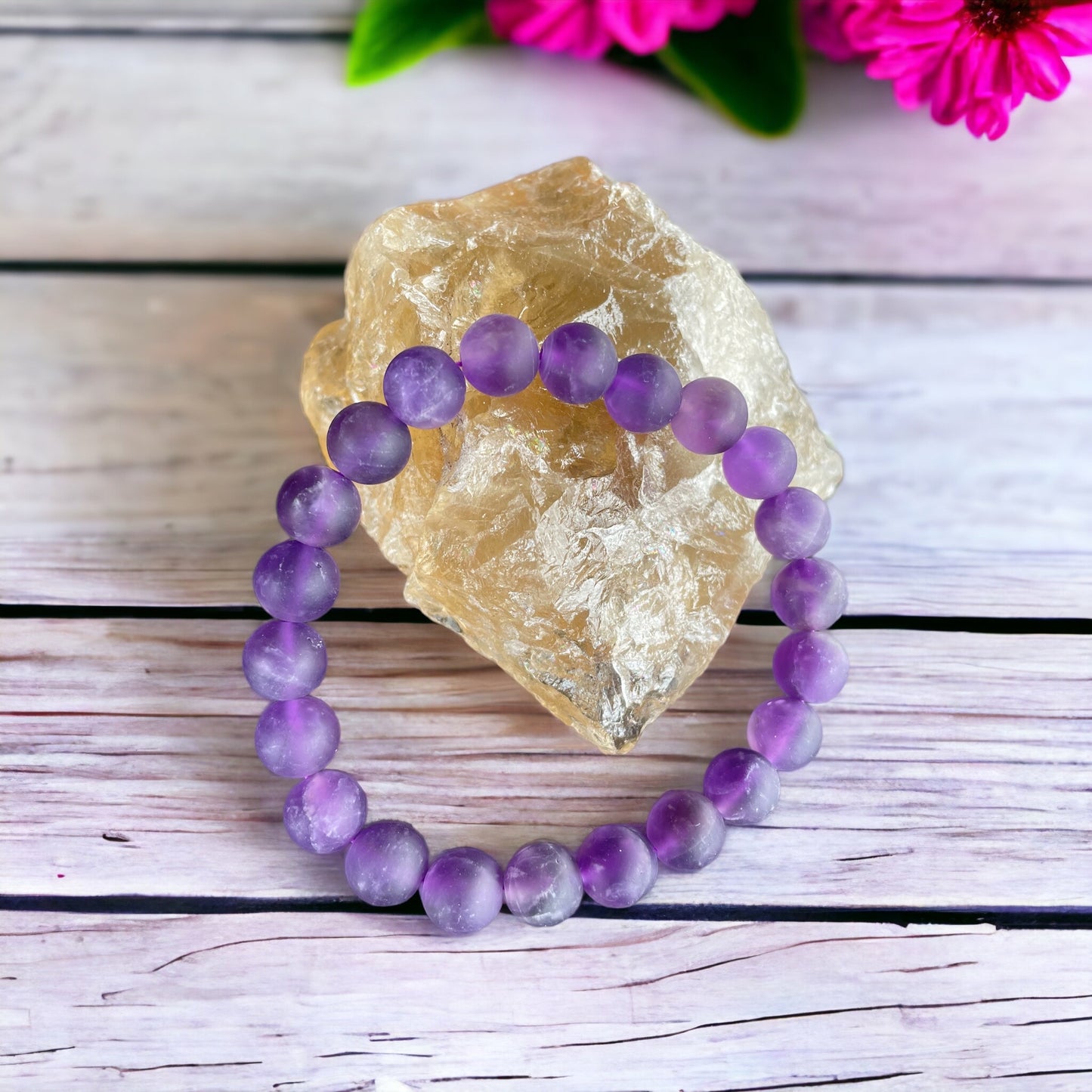 Frosted Amethyst Healing Bracelet ~ INTUITIVE