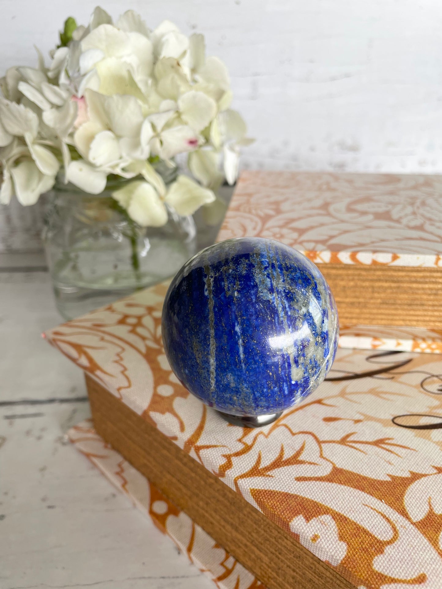 Lapis Lazuli Sphere includes wooden holder