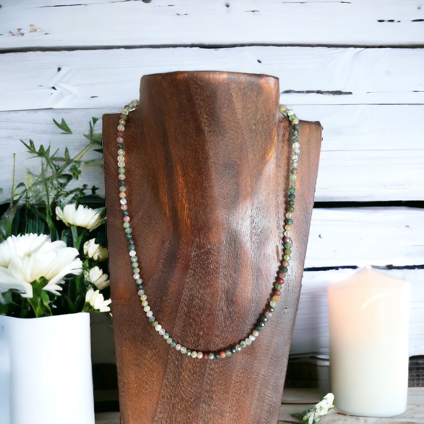 Indian Agate Harmony ~  Faceted Necklace