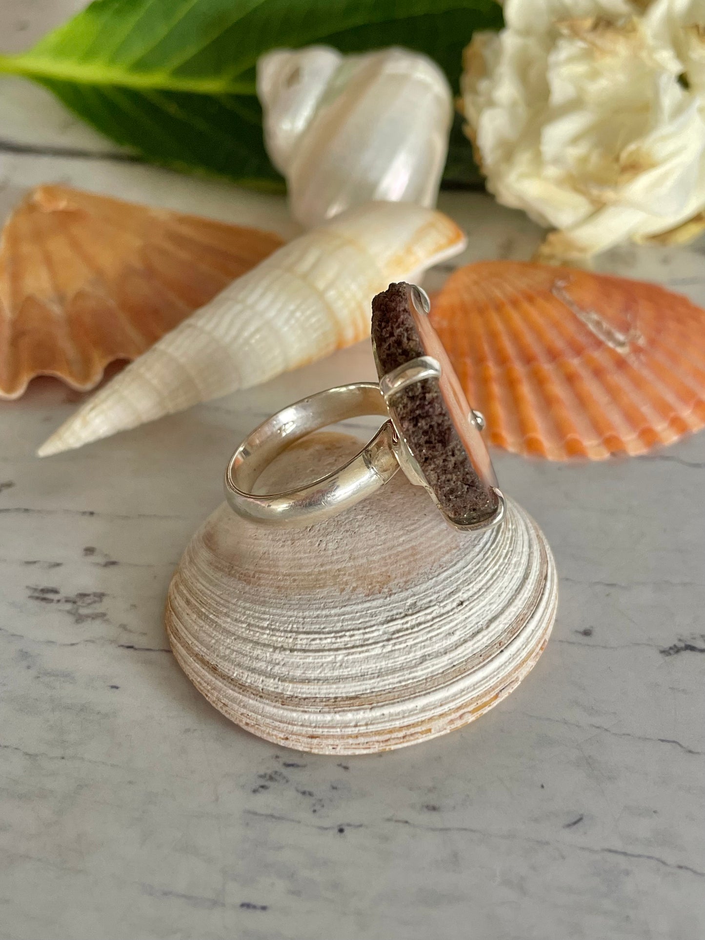 Agate Stalactite Silver Ring