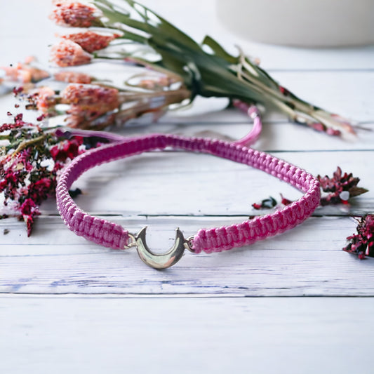Inspirational Macrame Pink Bracelet ~ Moonchild