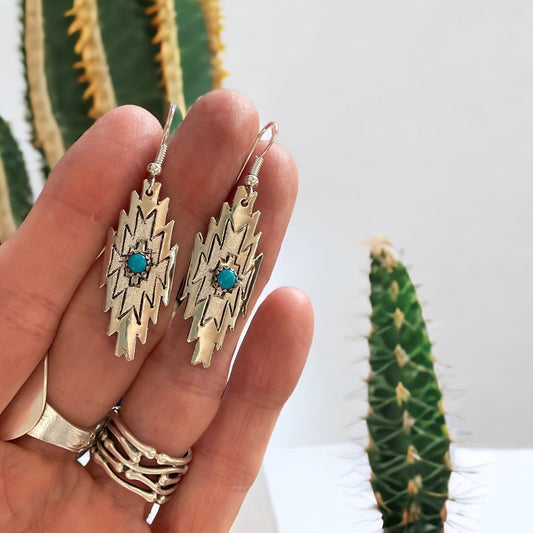 Navajo Dangles ~ Kingman Turquoise
