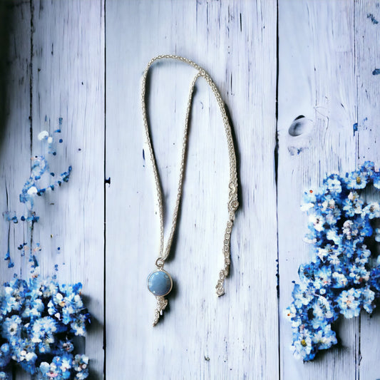 Blue Owehee Opal Serenity ~ Silver Necklace
