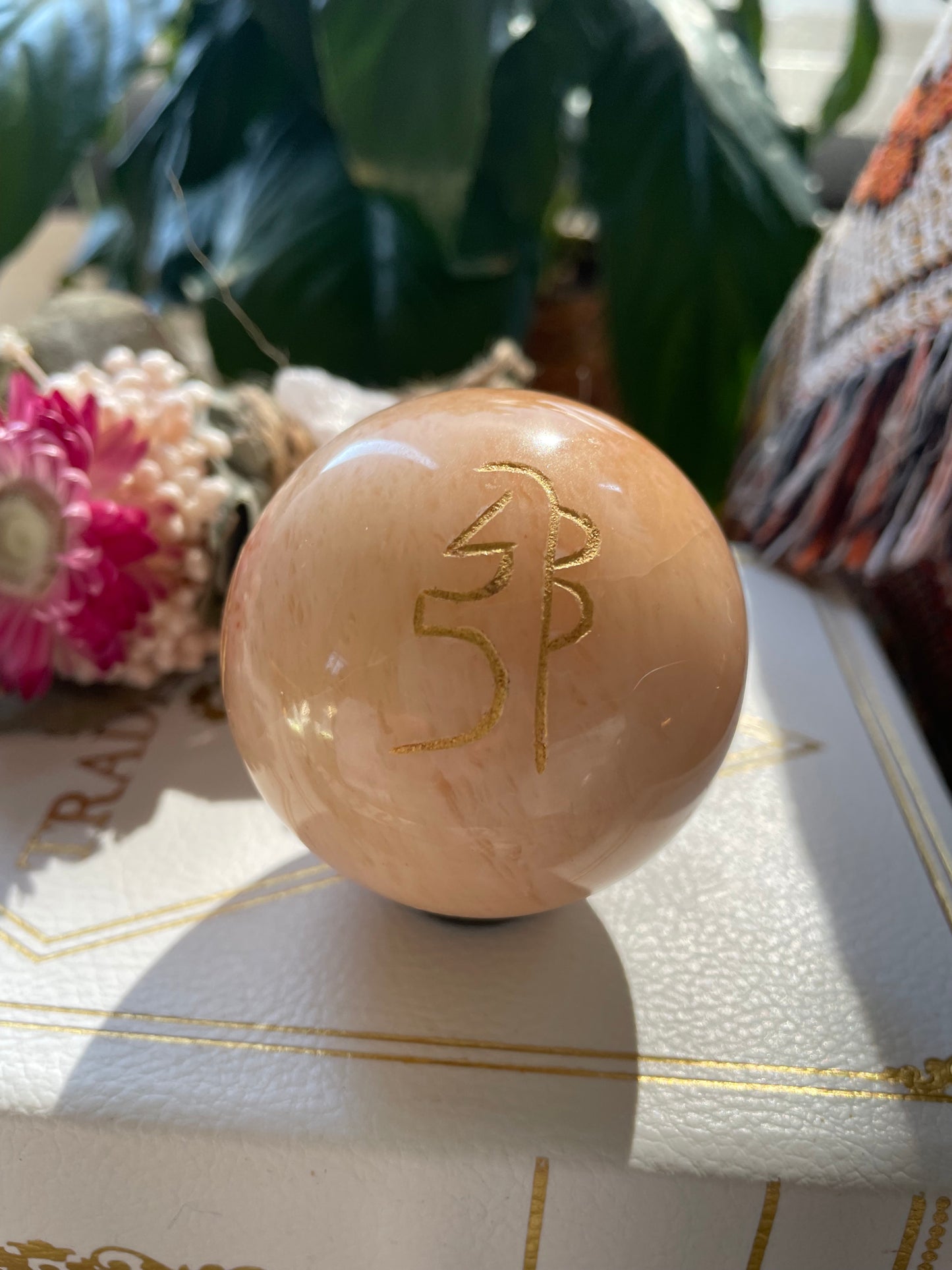 Golden Quartz Reiki Sphere Includes Wooden Holder