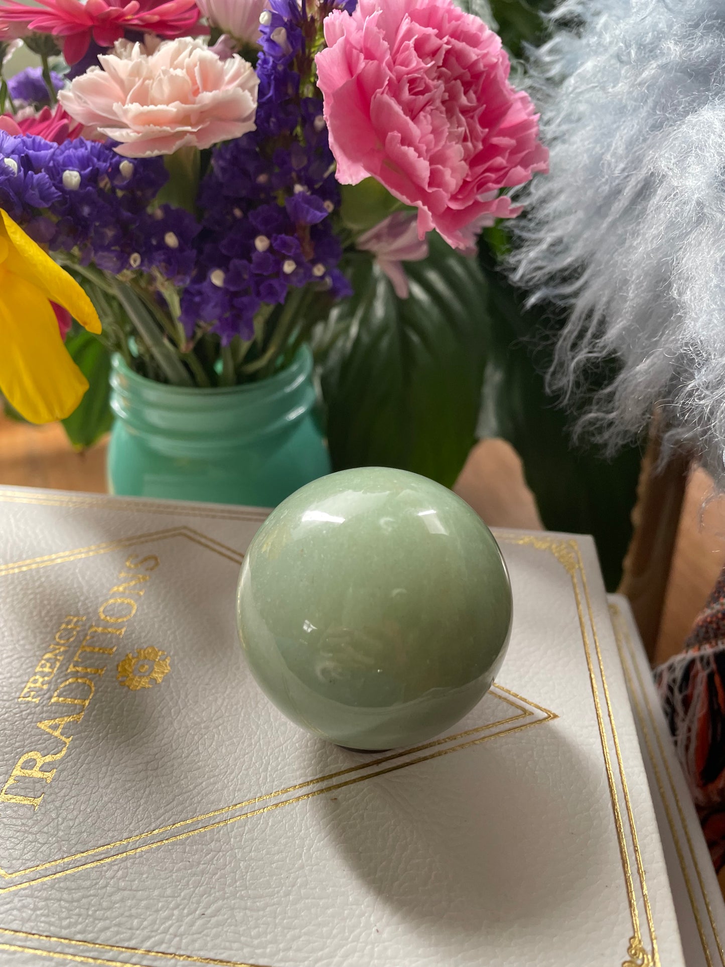Green Aventurine Sphere Includes Wooden Holder