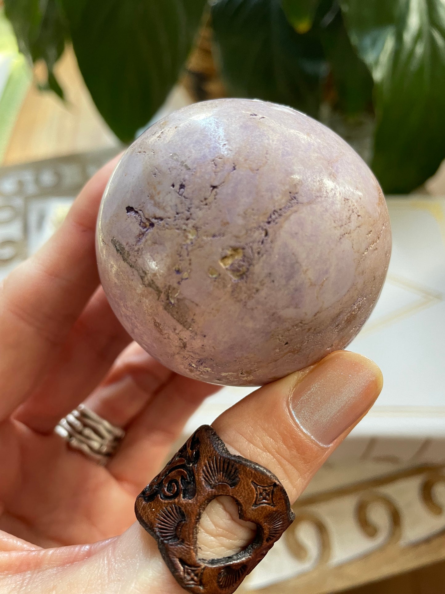Phosphosiderite / Hope Stone Sphere Includes Wooden Holder