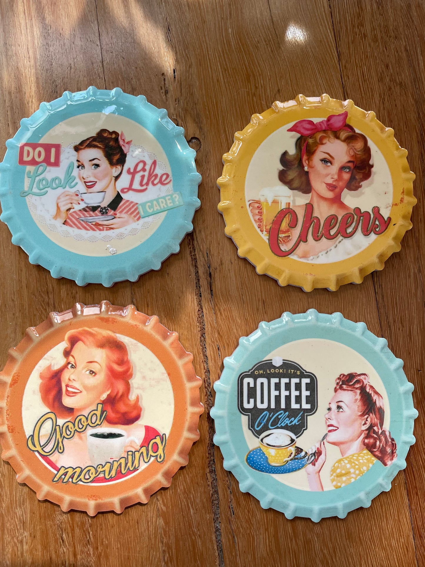 Set Of 4 Coasters ~ Retro Woman