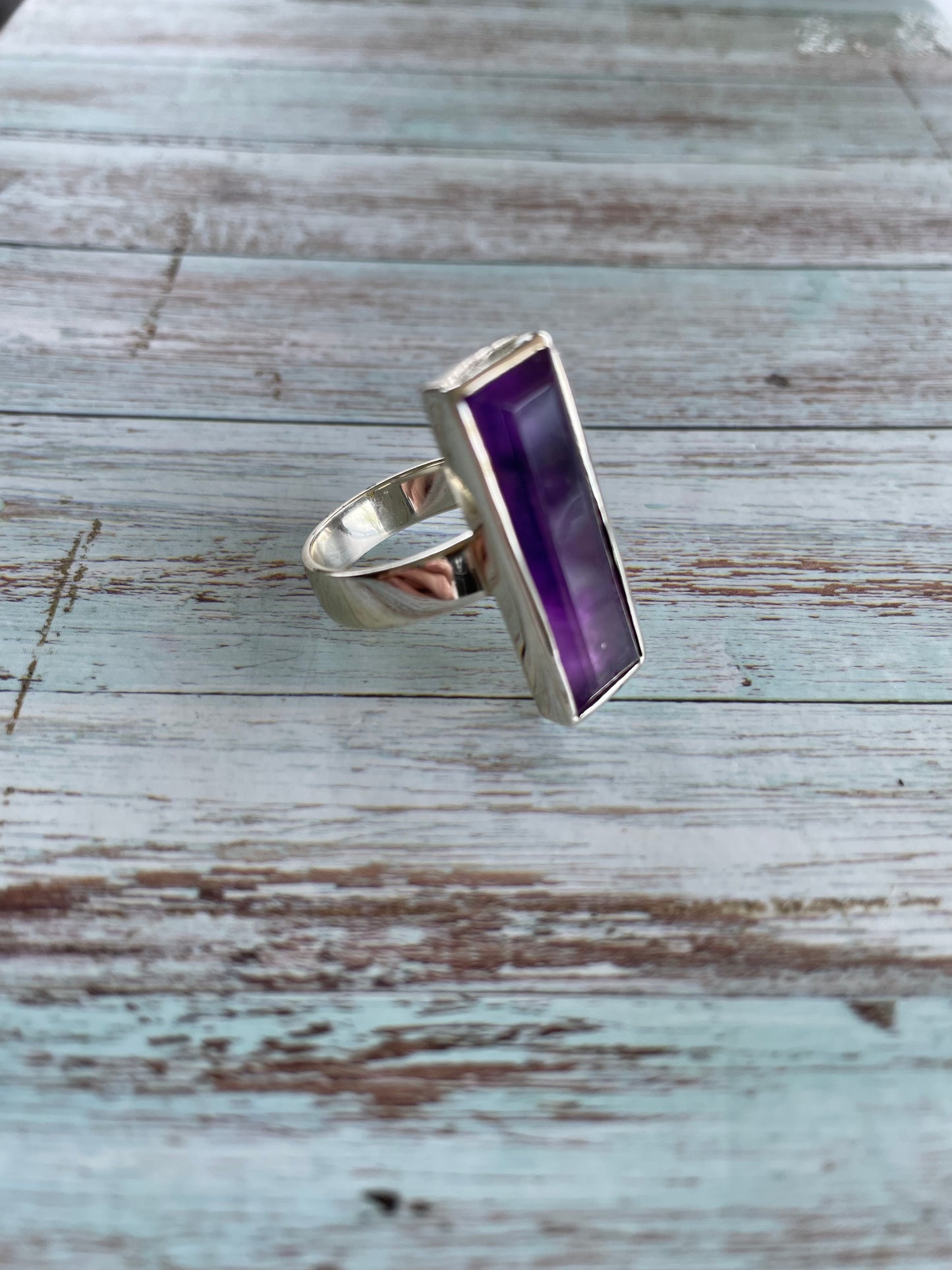 Sam ~ Amethyst Faceted Silver Ring