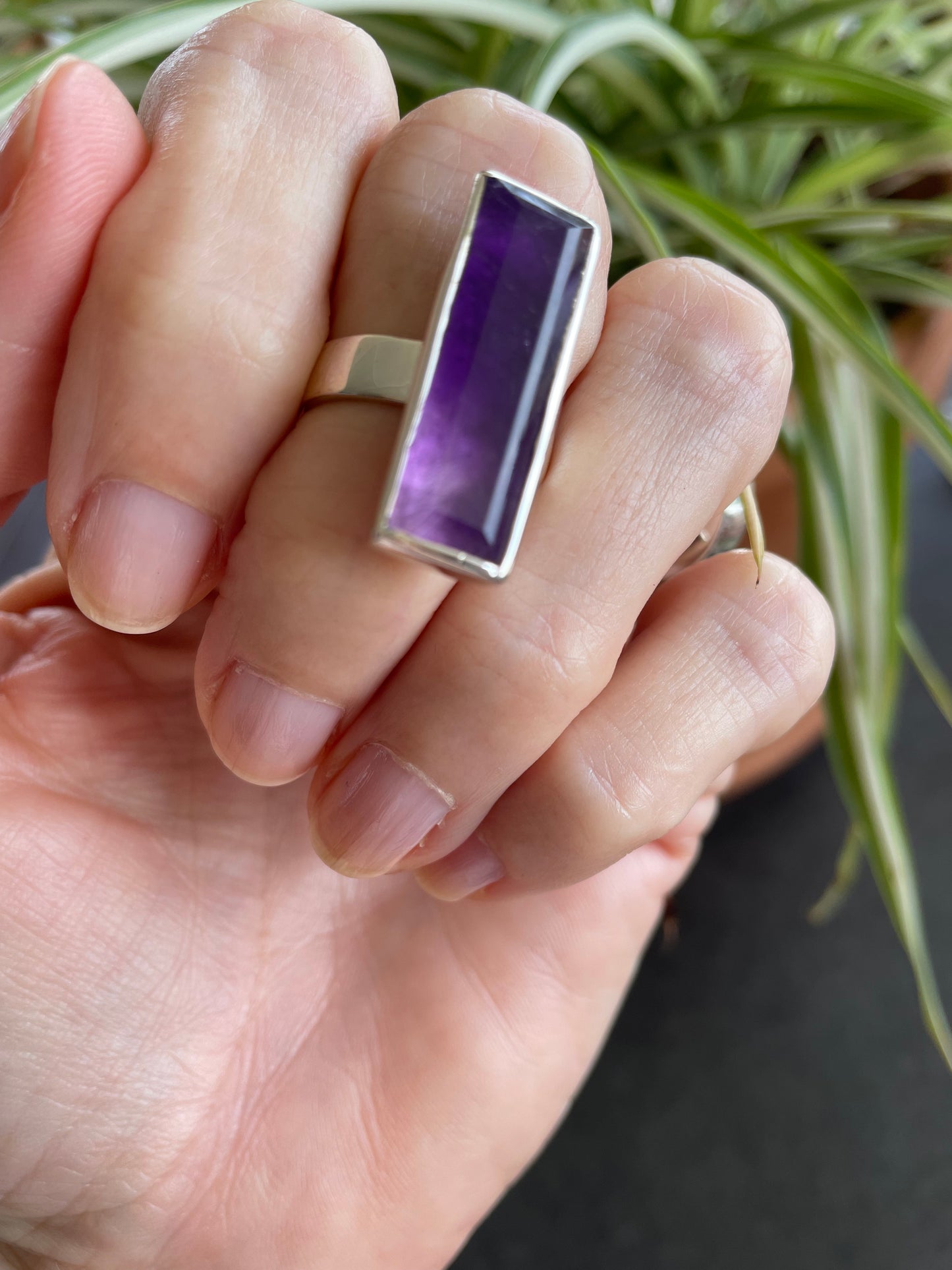 Sam ~ Amethyst Faceted Silver Ring