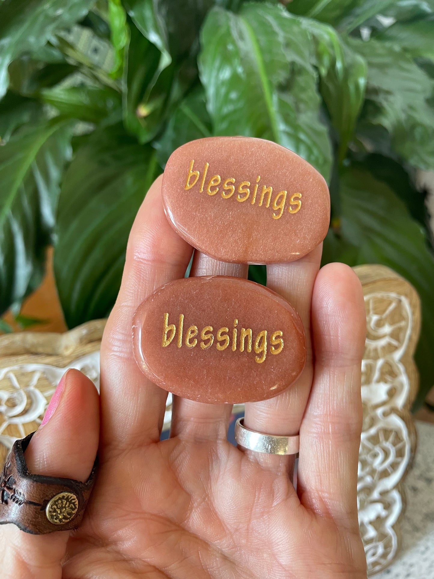 INTUITIVELY CHOSEN ~ Peach Aventurine Thumb/Worry Stone - Blessings